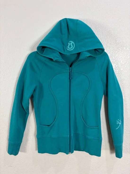 lululemon athletica Teal Hooded Full-Zip Jacket,Size 10. - Picture 1 of 15